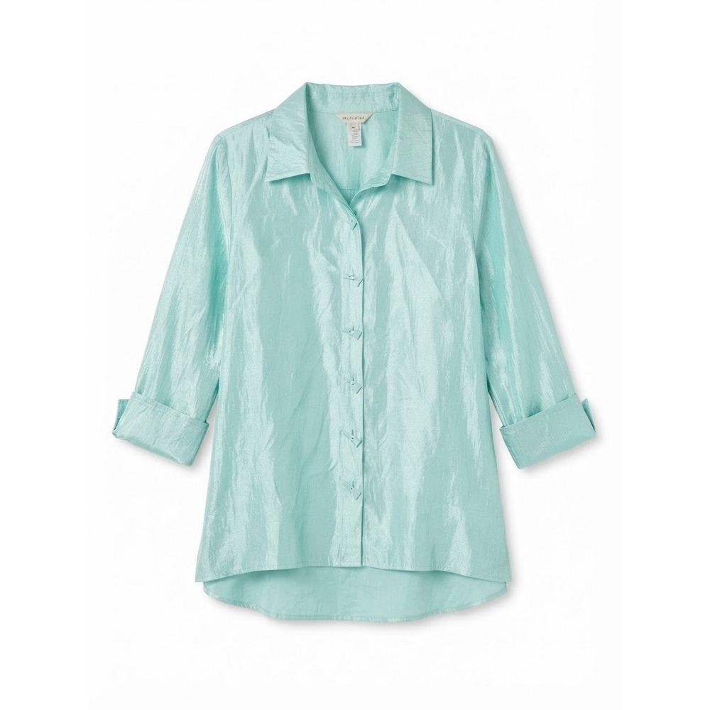Multiples Womens Button Up XL Dressy Formal New Green Holiday Party